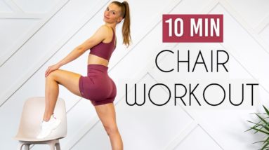 10 MIN - FULL BODY CHAIR WORKOUT (Abs, Booty, Upper Body)