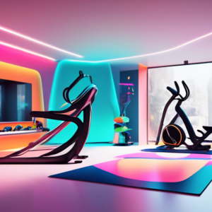 A futuristic home gym showcasing the best exercise equipment of 2024 with a sleek and minimalist design.
