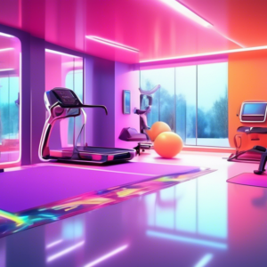 A futuristic home gym with sleek, high-tech workout equipment.